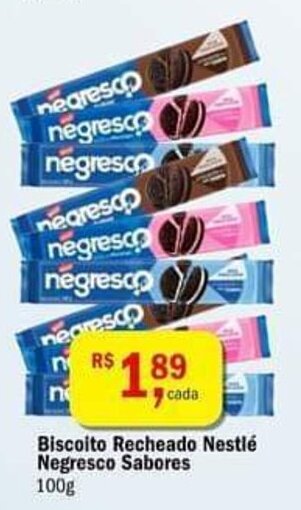 Ultrabox Biscoito Recheado Nestlé Negresco sabores 100g oferta