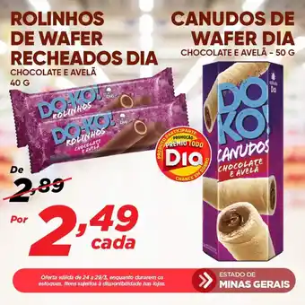 Dia Rolinhos de Wafer Recheados Dia 40g oferta