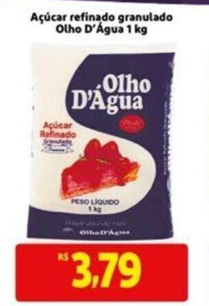 Extra Supermercado Açúcar Refinado Granulado Olho D'Água 1kg oferta