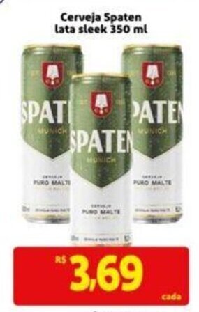 Extra Supermercado Cerveja Spaten lata Sleek 350ml oferta