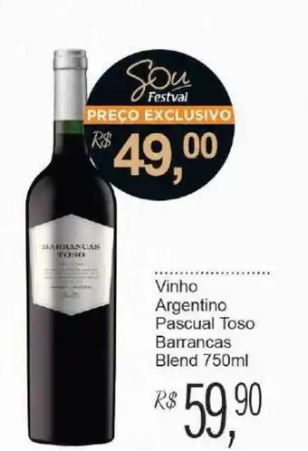 Festval Vinho argentino pascual toso barrancas blend oferta