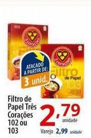 Akki Atacadista Filtro de papel três corações 102 ou 103 oferta