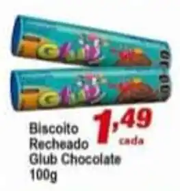 Ricoy Supermercados Biscoito Recheado Glub Chocolate 100g oferta