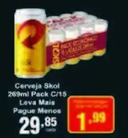 Rossi Supermercado Cerveja Skol 269ml Pack c/15 leve mais pague menos oferta