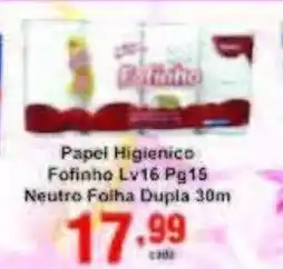 Rossi Supermercado Papel Higiénico Fofinho Lv16 Pg15 Neutro Folha DUpla 30m oferta
