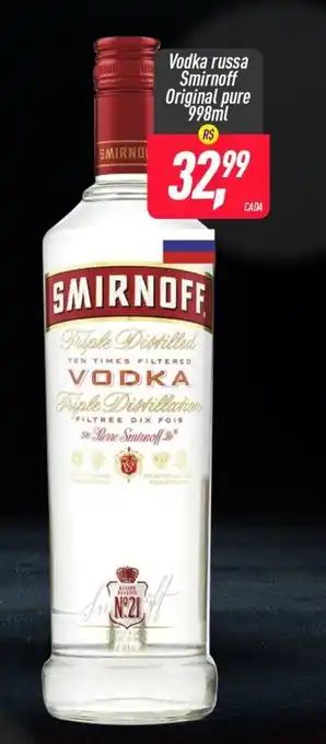 Frangolândia Vodka russa Smirnoff Original pure 998ml oferta