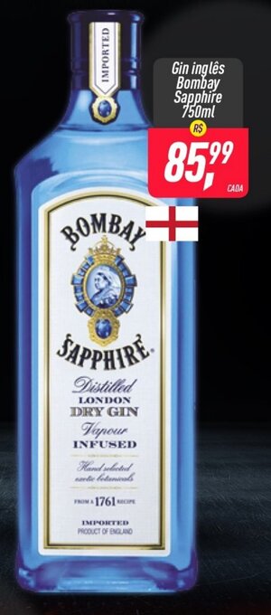 Frangolândia Gin Ingles Bombay Sapphire 750ml oferta
