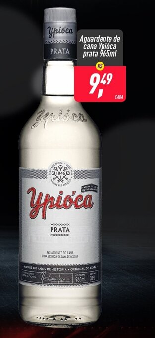 Frangolândia Aguardente de cana Ypioca prata 965ml oferta