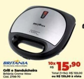 Lojas Becker Britania Grill e Sanduicheira oferta