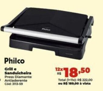Lojas Becker Philco Grill e Sanduicheira oferta