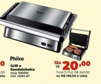 Lojas Becker Philco Grill e Sanduicheira oferta