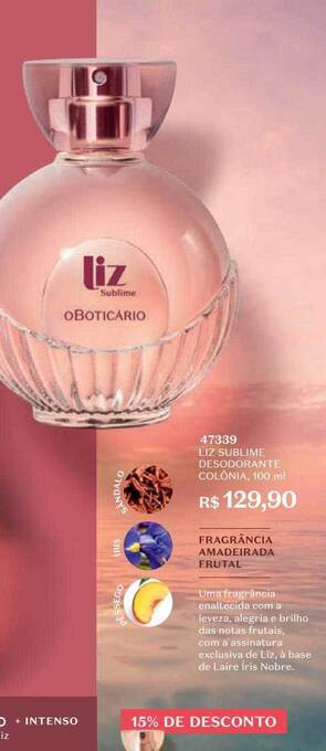 O Boticário Liz sublime desodorante colônia oferta