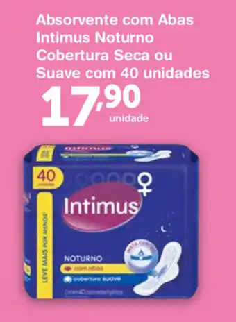 Roldão Absorvente com Abas Intimus Noturno Cobertura Seca ou Suave com 40 unidades oferta