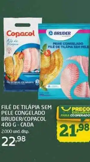 Cooper Filé de tilápia sem pele congelado bruder copacol oferta