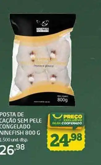 Posta de cação sem pele congelado ninefish