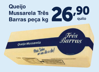Roldão Queijo Mussarela Tres Barras peca 1kg oferta