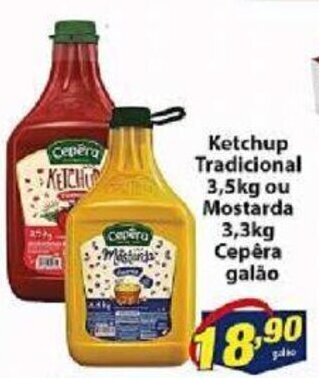 Vencedor Atacadista Ketchup Tradicional 3.5kg ou Mostarda 3.3kg Cepêra galão oferta