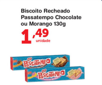 Roldão Biscoito Recheado Passatempo Chocolate ou Morango 130g oferta