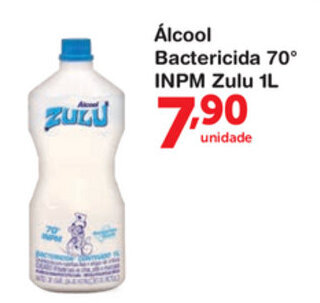 Roldão Alcool Bactericida 70 INPM Zulu 1L oferta
