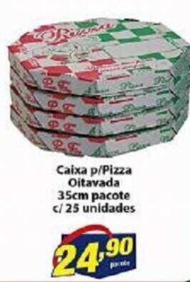 Vencedor Atacadista Caixa p/ Pizza Oitavada 35cm pacote c/25 unidades oferta