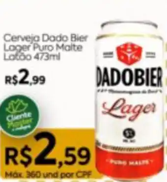 Master Supermercados Cerveja Dado Beer lager Puro Malte latao 473ml oferta