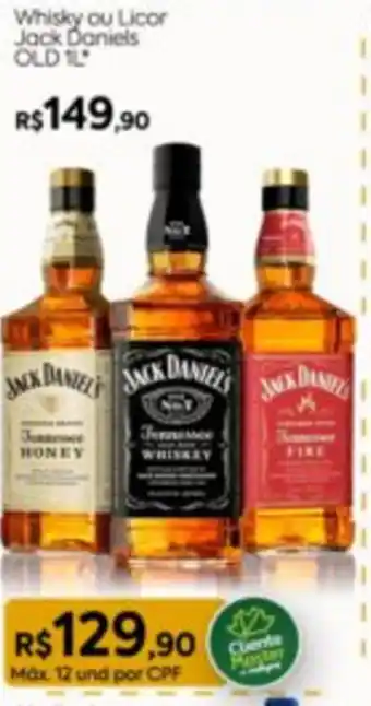 Master Supermercados Whisky ou Licor Jack Daniels Old 1L oferta