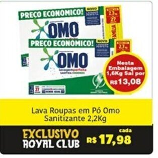 Royal Supermercados Lava roupas em po Omo Sanitizante 2.2kg oferta