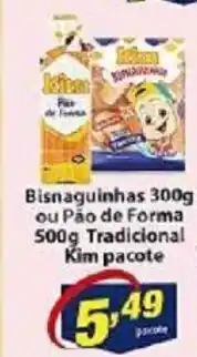 Vencedor Atacadista Bisnaguinhas 300g ou Pão de Forma 500g Tradicional Kim pacote oferta