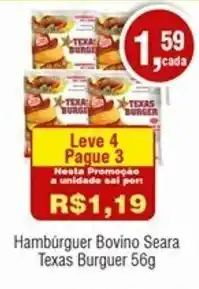 Royal Supermercados Hamburguer Bovino Seara Texas Burguer 56g oferta