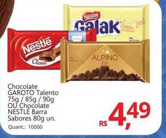 Supermercados Koch Chocolate garoto talento ou chocolate nestlé barra sabores oferta