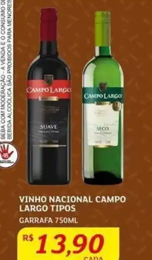 Assaí Atacadista Vinho Nacional Campo largo 750ml oferta