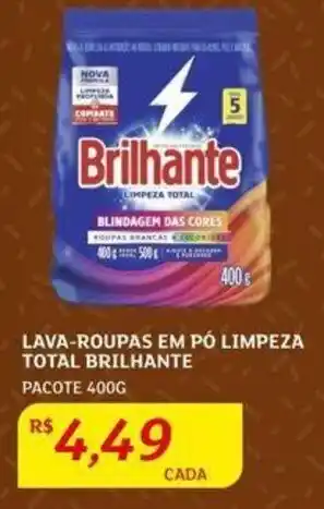 Assaí Atacadista Lava roupas em pó Limpeza Total Brilhante 400g oferta