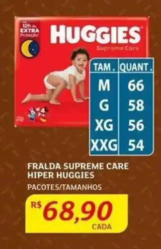 Assaí Atacadista Fralda Supreme care Hiper Huggies oferta