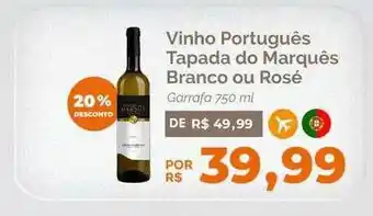 Oba Hortifruti Vinho português tapada do marquês branco ou rosé 20% desconto oferta