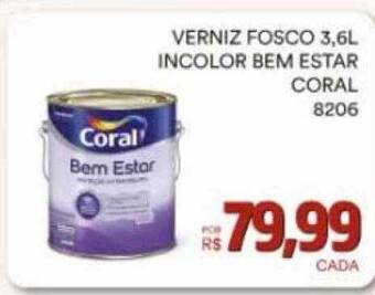 Verniz fosco 3.6l incolor bem estar coral