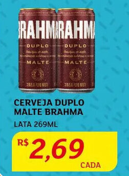 Assaí Atacadista Cerveja Duplo Malte Brahma 269ml oferta