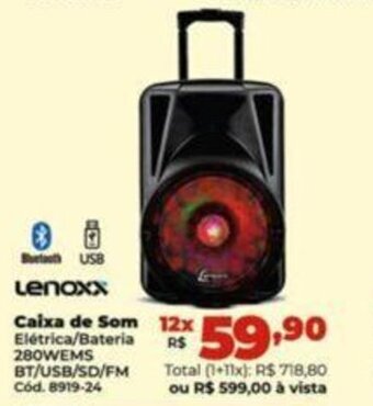 Lojas Becker Lenoxx Caixa de Som oferta