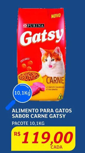 Assaí Atacadista Alimento Para Gatos Sabor Carne Gatsy 10.1kg oferta