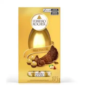 X Supermercados Ovo de páscoa ao leite com 3 bombons ferrero rocher 137,5g oferta