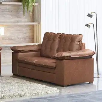 Sofa 2 lugares revestimento vegano almofada em fibra siliconada 95x165x90cm takei jenifer