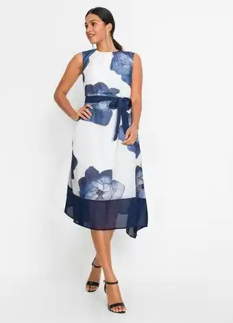 Bonprix - vestido midi assimétrico floral azul