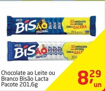 Tenda Atacado Chocolate ao leite ou branco bisão lacta pacote 201,6g oferta