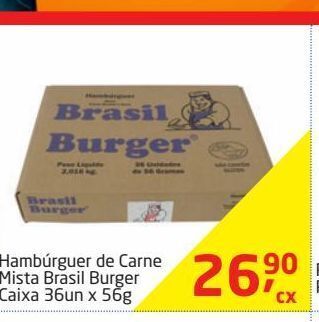 Tenda Atacado Hambúrguer de carne mista brasil burger caixa 36un x 56g oferta