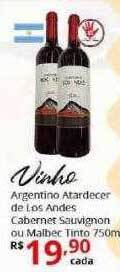 Ricoy Supermercados Vinho argentino atardecer de los andes cabernet sauvignon ou malbec tinto oferta
