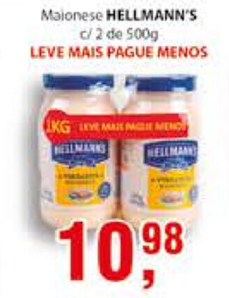 Supermercados Mundial Maionese Hellmann's c/2 de 500g oferta