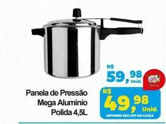 Panela de pressão mega alumínio polida 4.5l