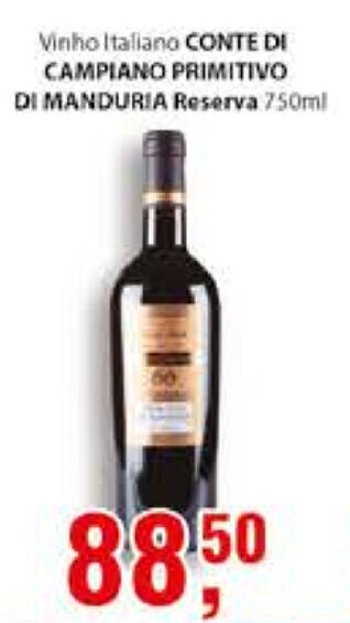 Supermercados Mundial Conte di Campiano Primitivo di Manduria Reserva 750ml oferta