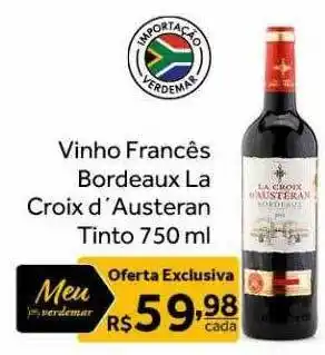 Verdemar Supermercado Vinho francês bordeaux la croix d'austeran tinto oferta