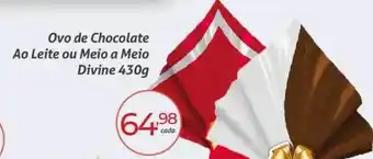 Rede Aliança Ovo de chocolate ao leite ou meio a meio divine oferta