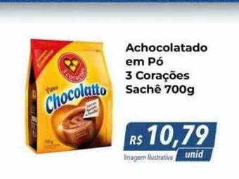 Hiper Moreira Achocolatado em pó 3 corações sachê oferta
